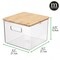 mDesign Plastic Kitchen Storage Box - Bamboo Lid, Handles